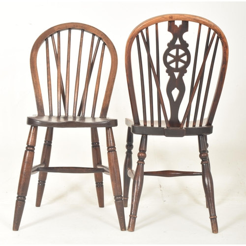 298 - A near set of six Victorian 19th century & later oak Windsor stick-back & wheel-back dining ... 