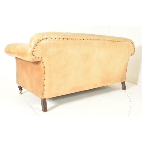 303 - Leather Chairs of Bath - A 20th century oak & leather Chesterfield two seater sofa. The sofa hav... 