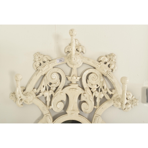 306 - A Victorian 19th century Coalbrookdale manner white painted cast iron hall umbrella stand. The stand... 