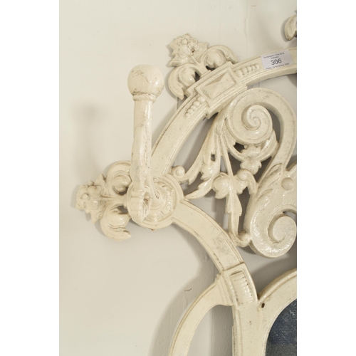 306 - A Victorian 19th century Coalbrookdale manner white painted cast iron hall umbrella stand. The stand... 