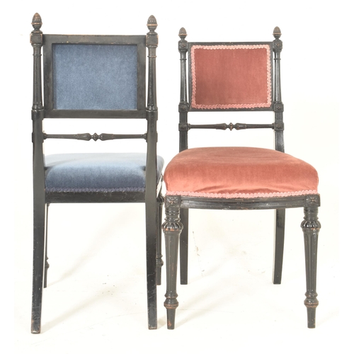 312 - A pair of Aesthetic Movement 19th century ebonised wood & velvet upholstered Gillows parlour cha... 