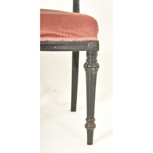 312 - A pair of Aesthetic Movement 19th century ebonised wood & velvet upholstered Gillows parlour cha... 