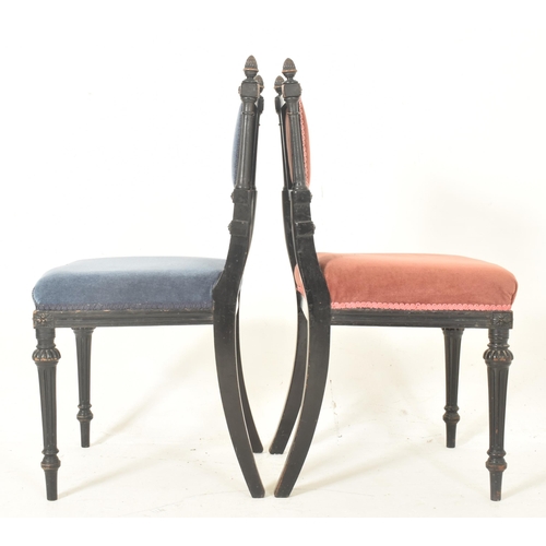 312 - A pair of Aesthetic Movement 19th century ebonised wood & velvet upholstered Gillows parlour cha... 