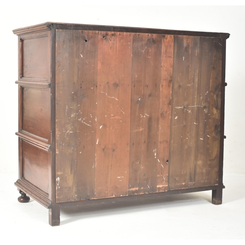 315 - A 17th century Jacobean commonwealth block fronted oak chest of drawers. The chest having a bank of ... 