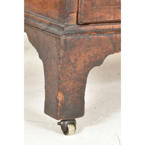 321 - A Queen Anne 18th century burr walnut writing bureau desk. The bureau chest having a drop down front... 