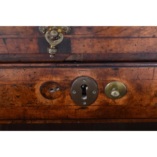 321 - A Queen Anne 18th century burr walnut writing bureau desk. The bureau chest having a drop down front... 