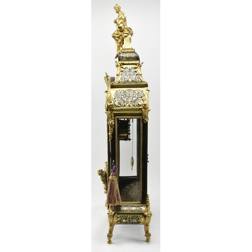 327 - A Louis XV 18th century ormolu-mounted, brass-inlaid, tortoiseshell and boulle marquetry bracket man... 