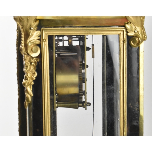 327 - A Louis XV 18th century ormolu-mounted, brass-inlaid, tortoiseshell and boulle marquetry bracket man... 