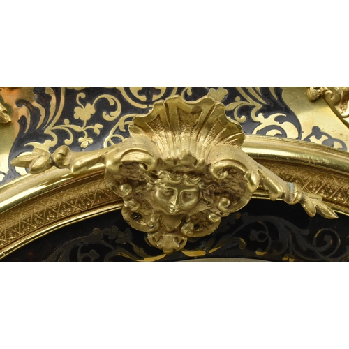 327 - A Louis XV 18th century ormolu-mounted, brass-inlaid, tortoiseshell and boulle marquetry bracket man... 