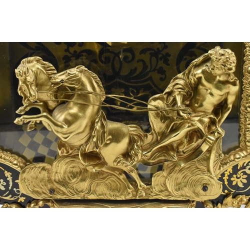 327 - A Louis XV 18th century ormolu-mounted, brass-inlaid, tortoiseshell and boulle marquetry bracket man... 