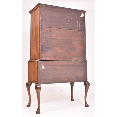 339 - A Queen Anne George III crossbanded flame mahogany chest of drawers on stand - tallboy. The chest ha... 