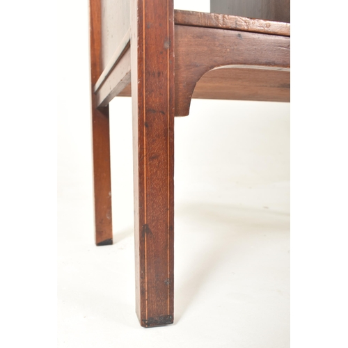 349 - An Edwardian mahogany inlaid pedestal Canterbury book / music stand rack. The stand having a shaped ... 