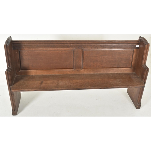 367 - A 19th century Victorian ecclesiastical carved oak church pew / hall settle bench. The pew of typica... 