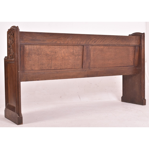 367 - A 19th century Victorian ecclesiastical carved oak church pew / hall settle bench. The pew of typica... 