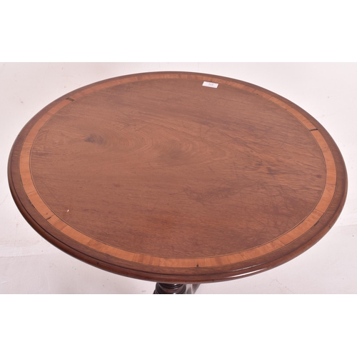 372 - A George III Sheraton 18th century mahogany and satinwood inlaid tilt top tripod table. The table ha... 