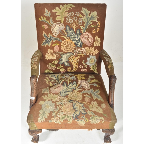 384 - A George III early 19th century Gainsborough mahogany & tapestry needlepoint upholstered armchai... 