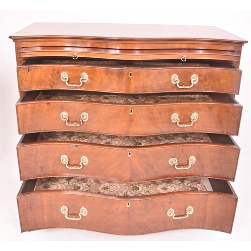 395 - A George III 19th century mahogany & brass handles serpentine front chest of drawers. The chest ... 