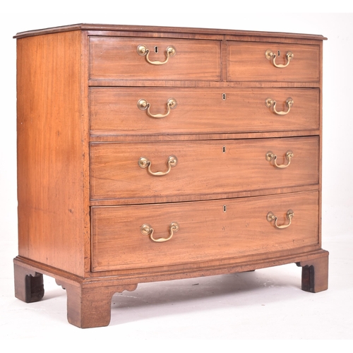 397 - An early 19th century George III mahogany & line inlaid bow front chest of drawers. The chest fe... 