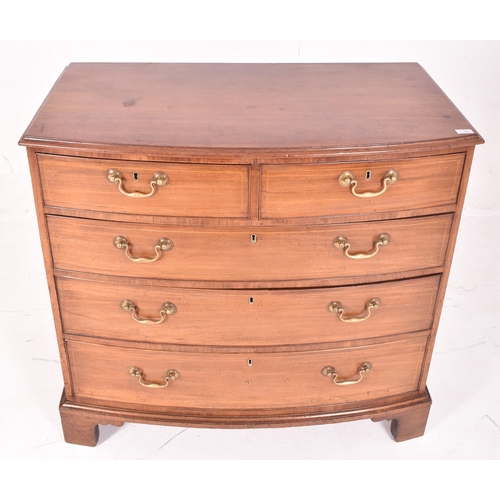 397 - An early 19th century George III mahogany & line inlaid bow front chest of drawers. The chest fe... 