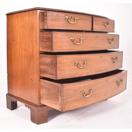 397 - An early 19th century George III mahogany & line inlaid bow front chest of drawers. The chest fe... 