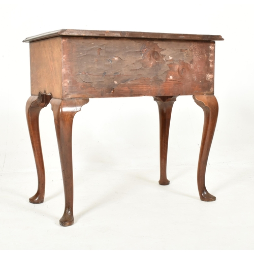 399 - A George III 18th century walnut low boy writing table desk. The desk having a rectangular chamfered... 