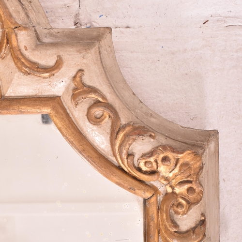 401 - A 19th century white & gilt painted wood fireplace surround with mirror. The fireplace surround ... 