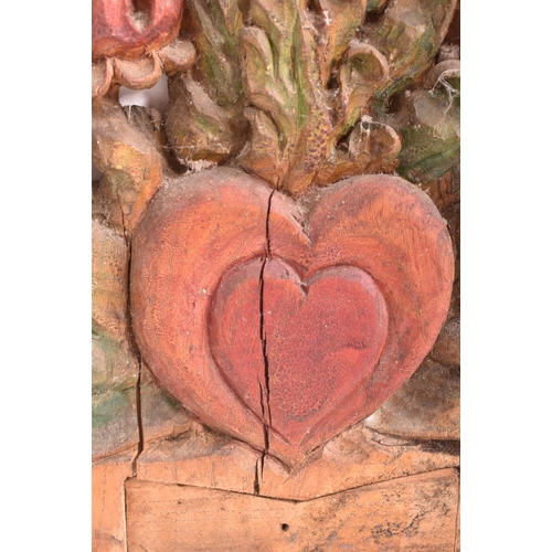 404 - A believed late 19th century hand carved wooden ' Tree of Life ' decorative pierced decorative wall ... 