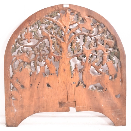 404 - A believed late 19th century hand carved wooden ' Tree of Life ' decorative pierced decorative wall ... 