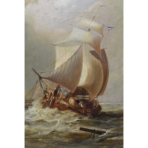 449 - Attributed to Thomas Sewell Robins (British, 1809-1880) - a 19th century oil on board maritime study... 