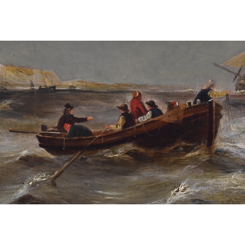 449 - Attributed to Thomas Sewell Robins (British, 1809-1880) - a 19th century oil on board maritime study... 