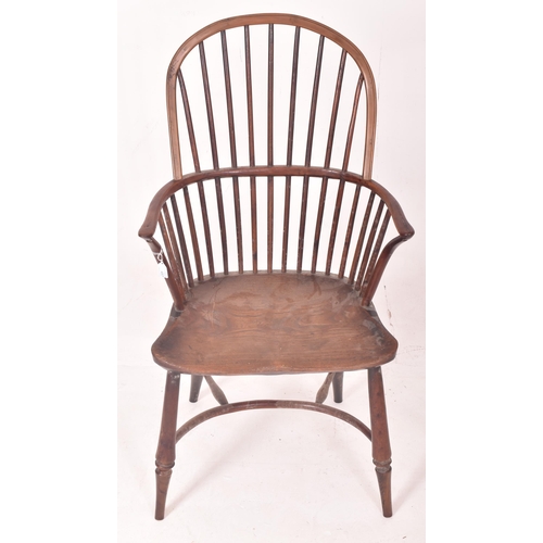 457 - A Victorian 19th century yew wood & elm hoop back Windsor turner chair - armchair. The chair hav... 