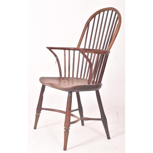 457 - A Victorian 19th century yew wood & elm hoop back Windsor turner chair - armchair. The chair hav... 