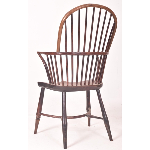 457 - A Victorian 19th century yew wood & elm hoop back Windsor turner chair - armchair. The chair hav... 