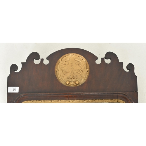 458 - A George III 18th century flame mahogany & gilded pier wall mirror. The mirror having a carved s... 