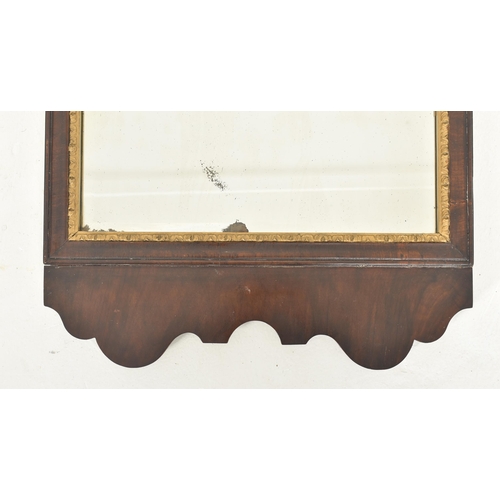 458 - A George III 18th century flame mahogany & gilded pier wall mirror. The mirror having a carved s... 