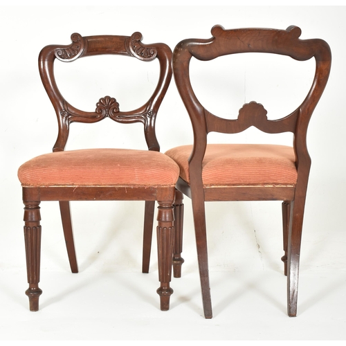 462 - A set of four 19th century William IV mahogany framed kidney back dining chairs. Each chair having c... 