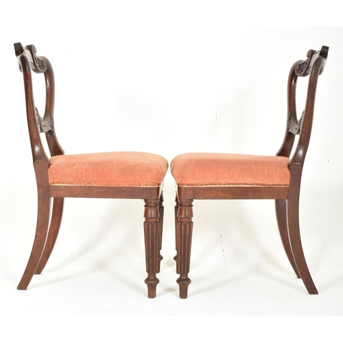 462 - A set of four 19th century William IV mahogany framed kidney back dining chairs. Each chair having c... 