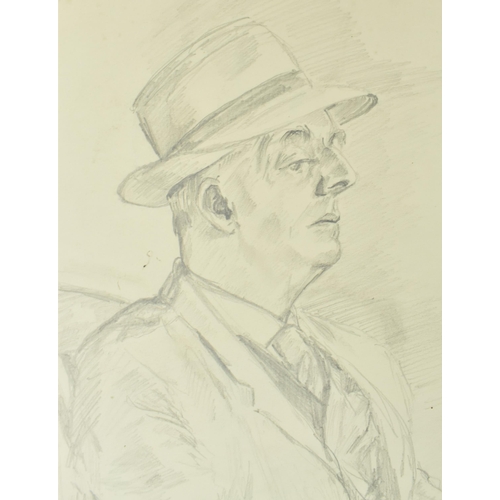 467 - Attributed to Sir Alfred James Munnings (1878-1959) - Seated Gent (trainer) - A pencil on paper sket... 