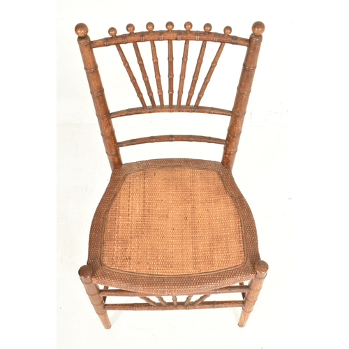 484 - A late 19th century High Victorian Aesthetic Movement walnut faux bamboo wicker woven side dining ch... 