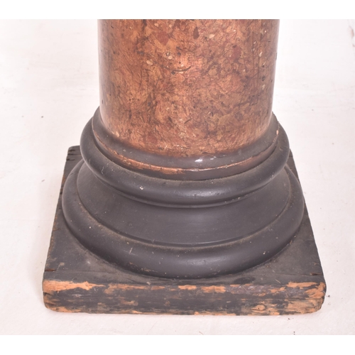 498 - A 20th century faux red marble & plaster painted column stand. The stand of circular form with b... 