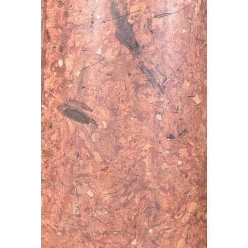 498 - A 20th century faux red marble & plaster painted column stand. The stand of circular form with b... 