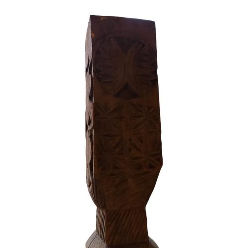 509 - Architectural salvage - Three hand carved wood architectural pillars columns of believed North Afric... 