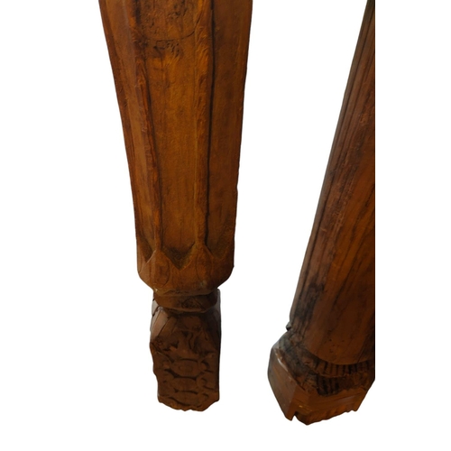 509 - Architectural salvage - Three hand carved wood architectural pillars columns of believed North Afric... 