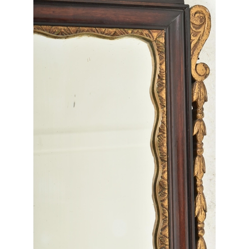 529 - A large Victorian 19th century mahogany and gilt painted pier wall hanging mirror. The mirror having... 