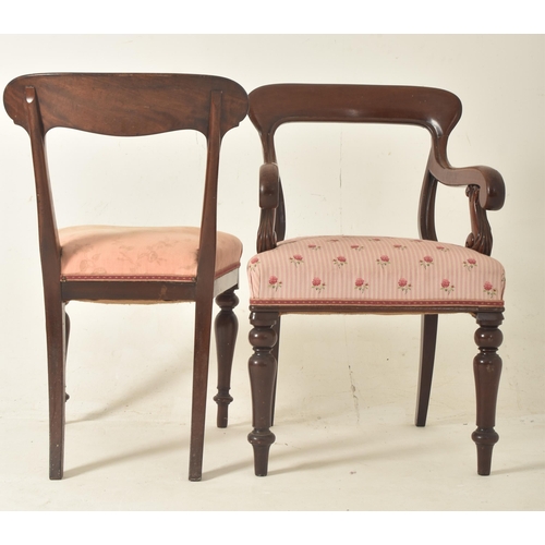 533 - A harlequin set of ten William IV mahogany bar back dining chairs. The long run of chairs being rais... 