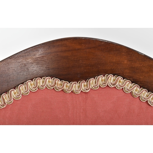 544 - A French Empire continental early 20th century carved mahogany and upholstered three fold discretion... 