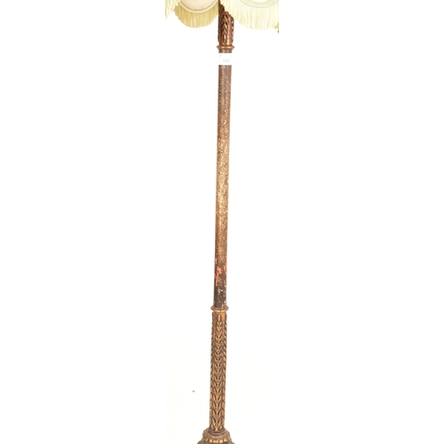 558 - A French Empire inspired painted wood chinoiserie effect floor standard lamp light. The lamp having ... 