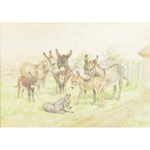 589 - Mabel Gear (British, 1900-1997) - Donkeys - a 20th century watercolour & pencil on paper paintin... 