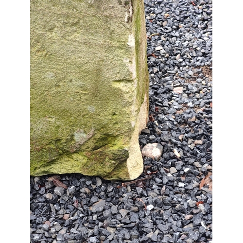 476 - An original 18th / 19th cenutry carved stone staddle stone base with a reconstituted stone top. The ... 