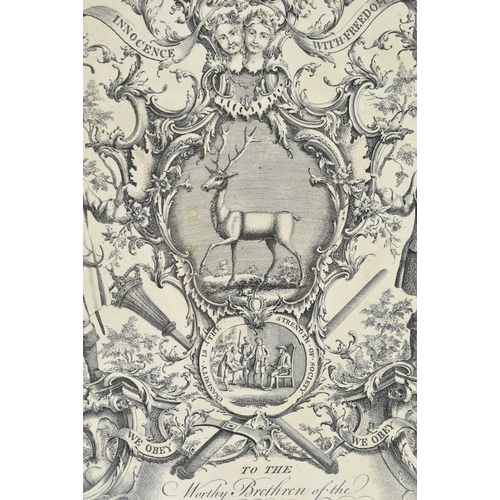 197 - The Society of Bucks - a mid 18th century 1748 Rococo engraving on paper by H. Copeland of Gutter La... 